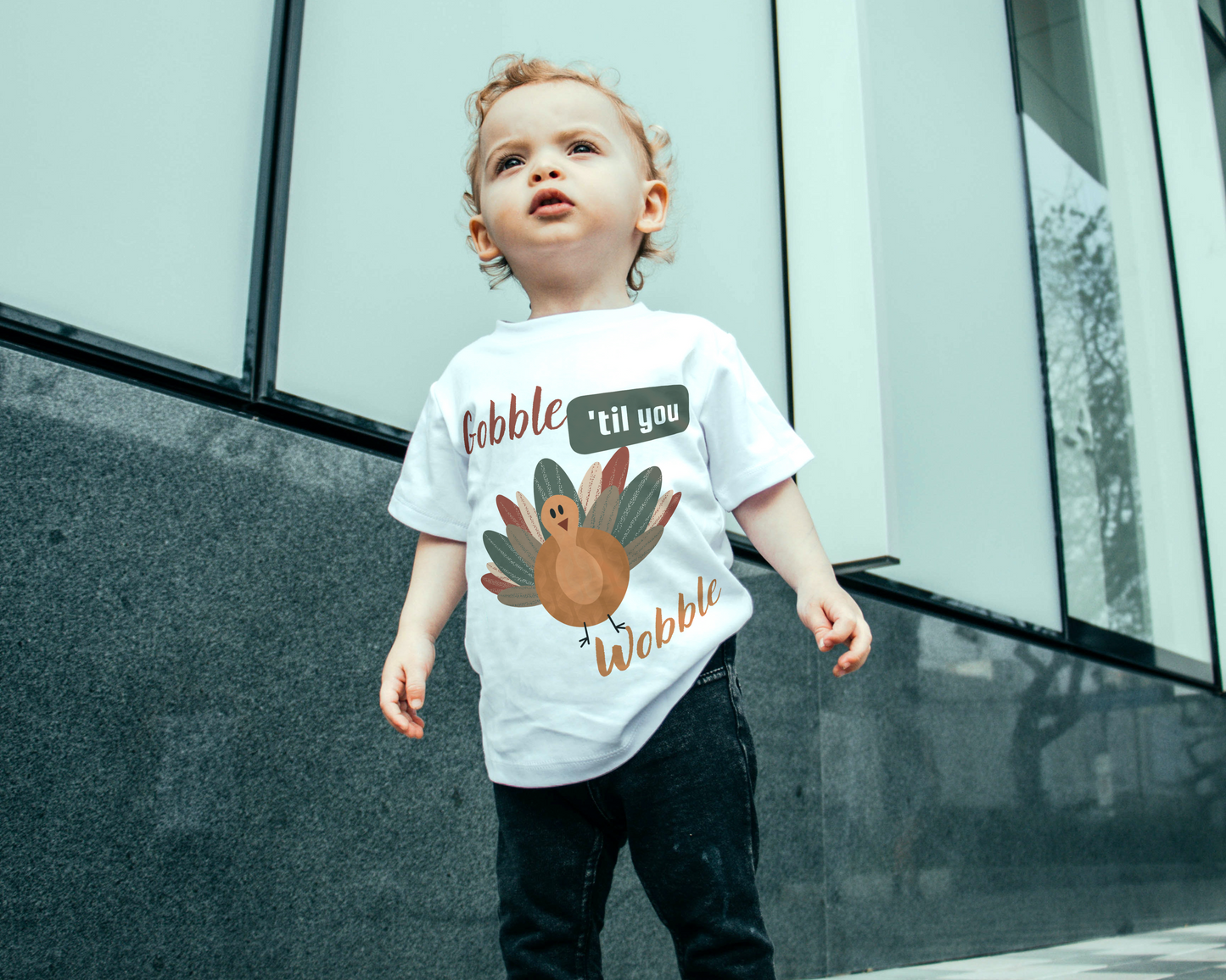 Gobble Til You Wobble Thanksgiving Toddler Jersey T-Shirt