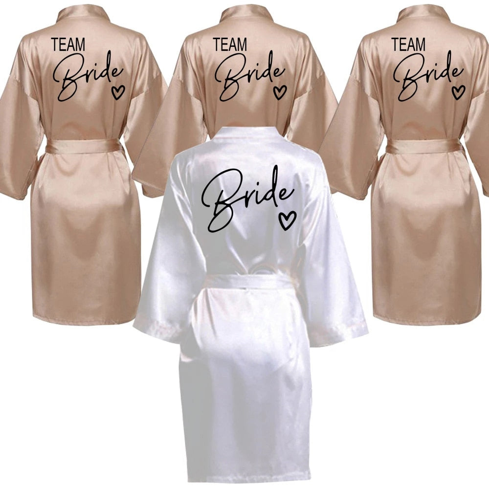 Wedding Party Satin Bride & Bridesmaid Bathrobe