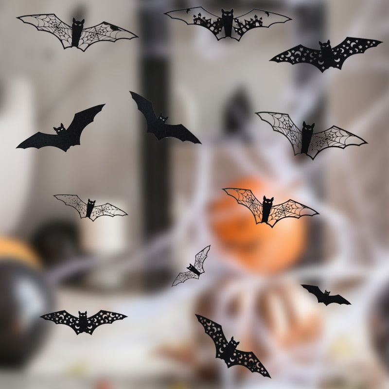 Mini 3D Bat Wall Stickers | PVC or Paper | Halloween Decoration