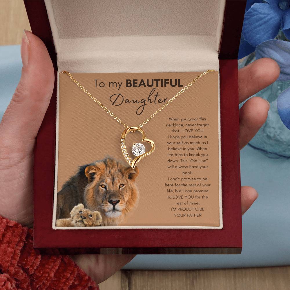 To Beautiful Daughter | From Father or Dad | Heart Necklace