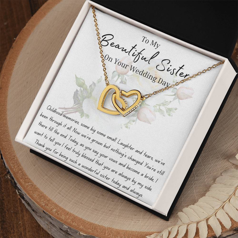 To My Sister on Your Wedding Day | To Bride | Interlocking Hearts Necklace | BUY 3, GET 1 FREE