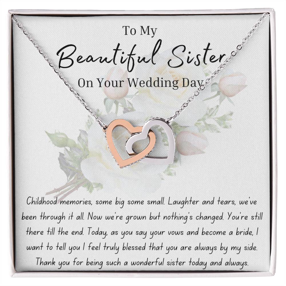 To My Sister on Your Wedding Day | To Bride | Interlocking Hearts Necklace | BUY 3, GET 1 FREE