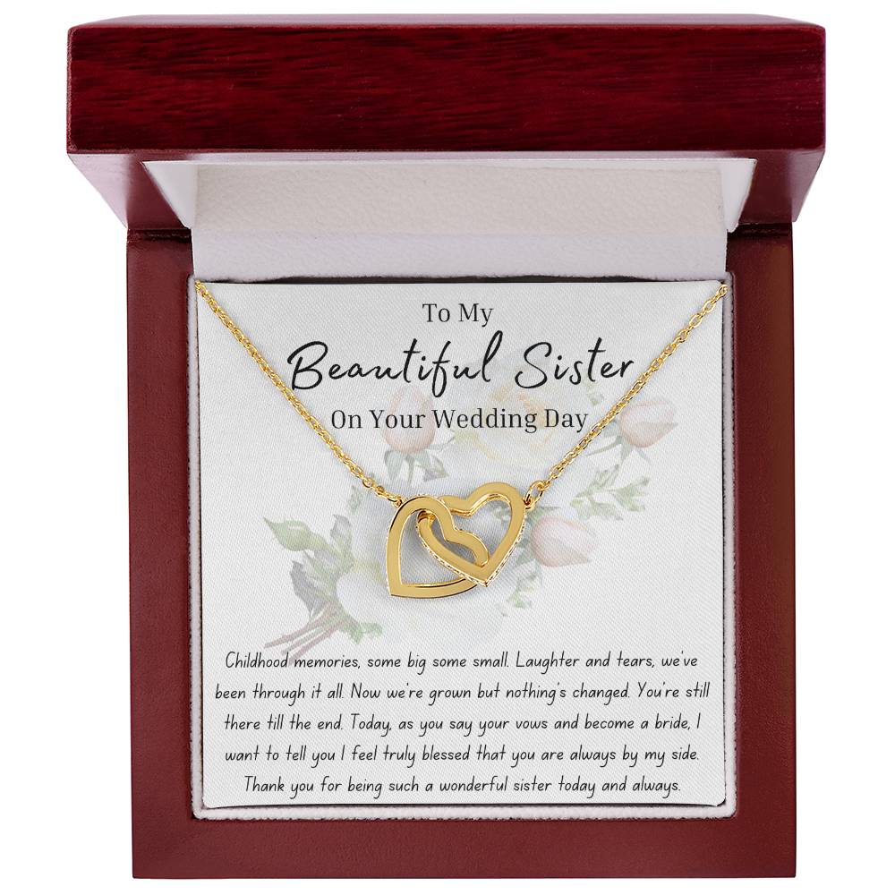 To My Sister on Your Wedding Day | To Bride | Interlocking Hearts Necklace | BUY 3, GET 1 FREE