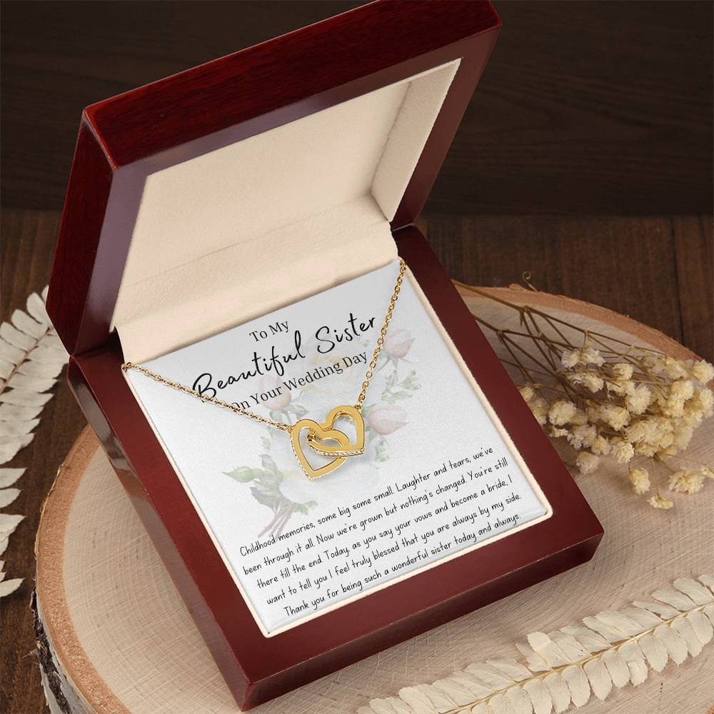 To My Sister on Your Wedding Day | To Bride | Interlocking Hearts Necklace | BUY 3, GET 1 FREE