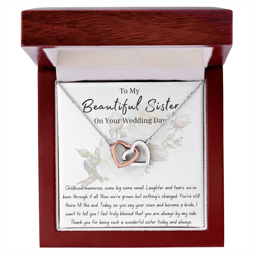To My Sister on Your Wedding Day | To Bride | Interlocking Hearts Necklace | BUY 3, GET 1 FREE
