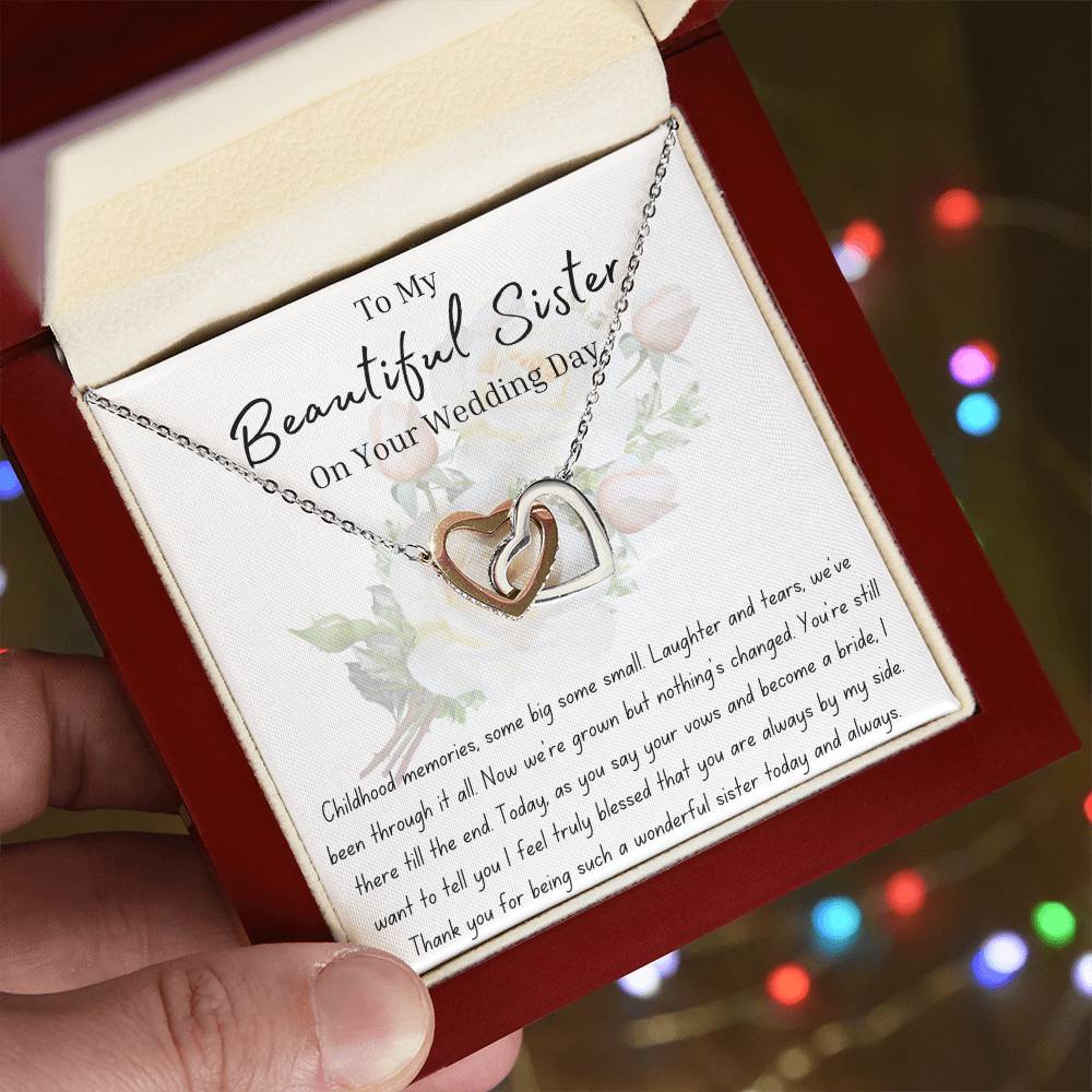 To My Sister on Your Wedding Day | To Bride | Interlocking Hearts Necklace | BUY 3, GET 1 FREE