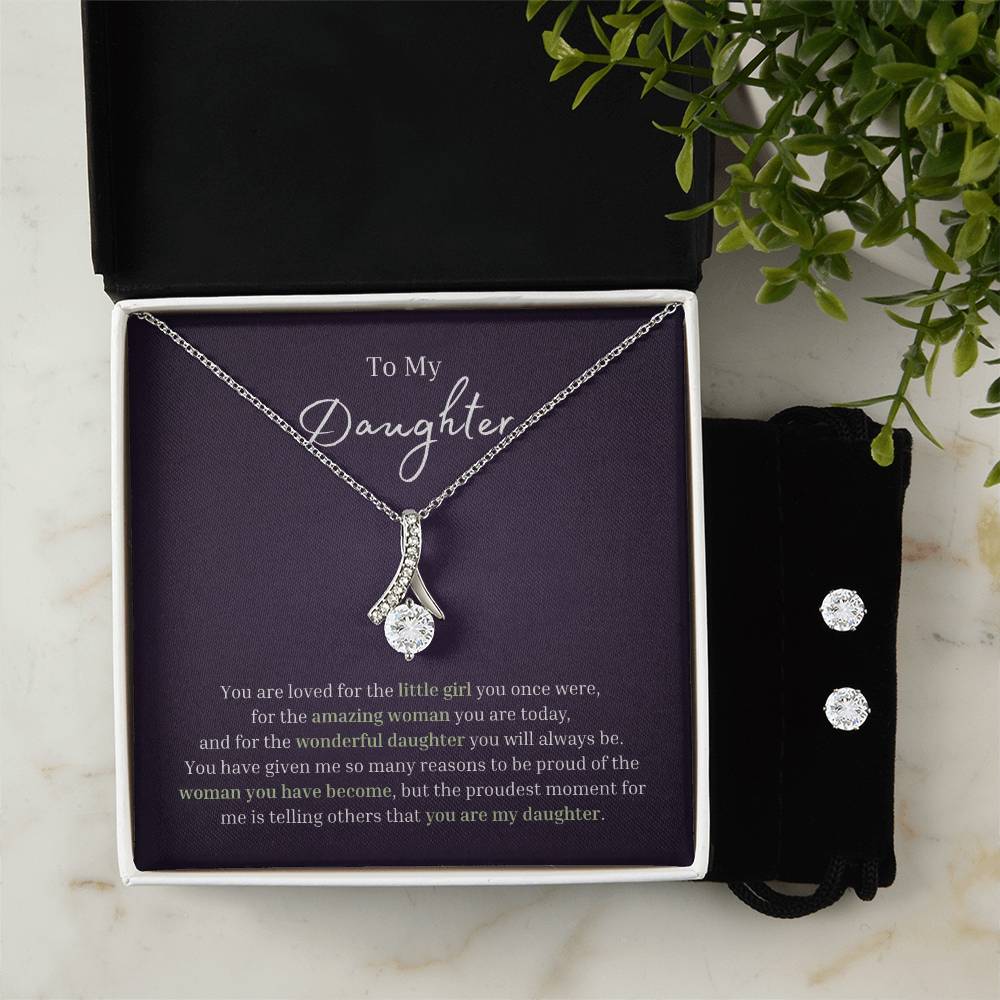 To My Daughter | Love you | Alluring Beauty Necklace and Earrings Set