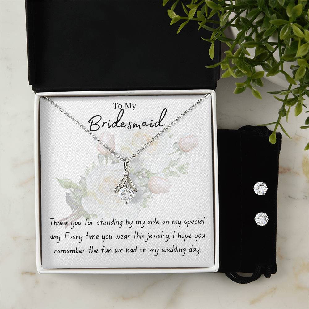 Bridesmaid | Wedding Jewelry | Alluring Beauty Necklace with Earrings Set | BUY 3, GET 1 FREE