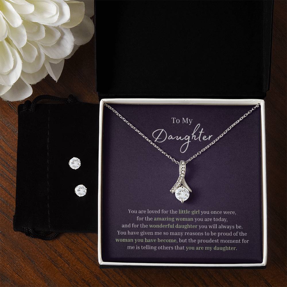 To My Daughter | Love you | Alluring Beauty Necklace and Earrings Set