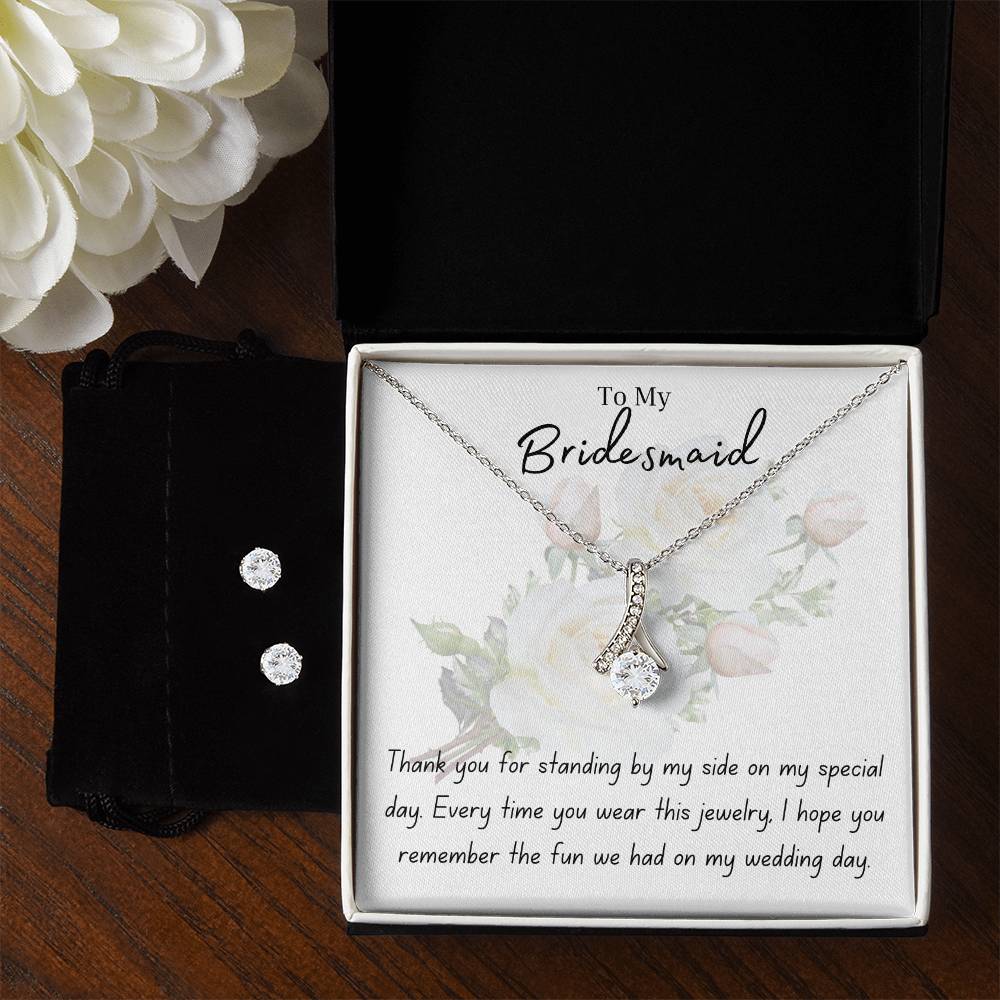 Bridesmaid | Wedding Jewelry | Alluring Beauty Necklace with Earrings Set | BUY 3, GET 1 FREE