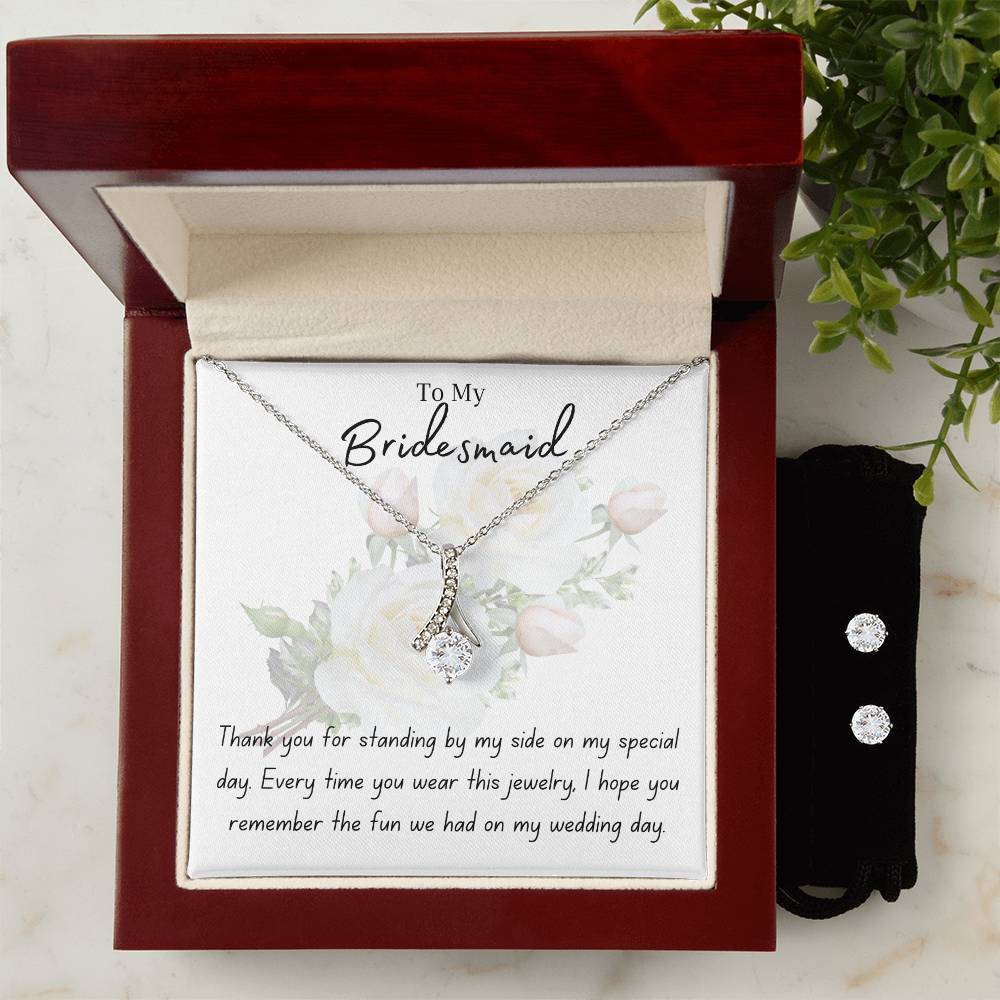 Bridesmaid | Wedding Jewelry | Alluring Beauty Necklace with Earrings Set | BUY 3, GET 1 FREE