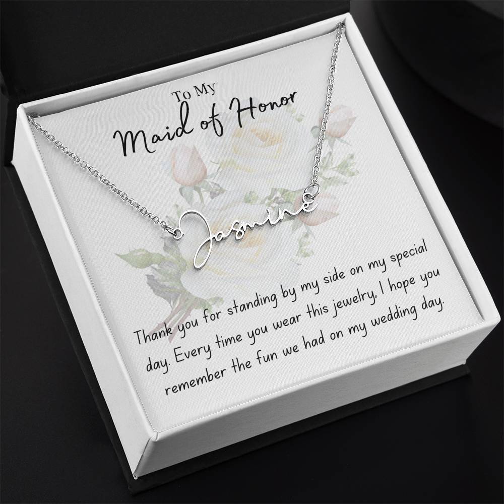 Maid of Honor | Wedding Jewelry | Signature Name Necklace | BUY 3, GET 1 FREE