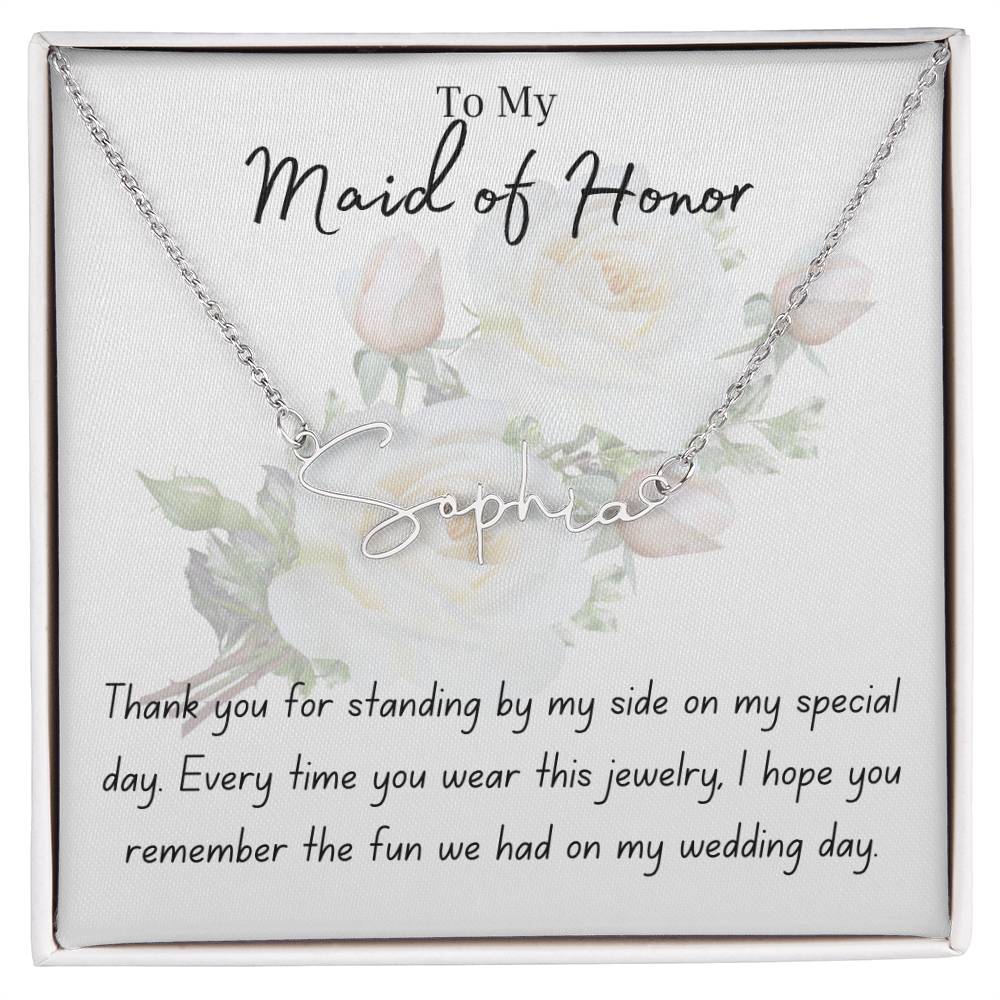 Maid of Honor | Wedding Jewelry | Signature Name Necklace | BUY 3, GET 1 FREE