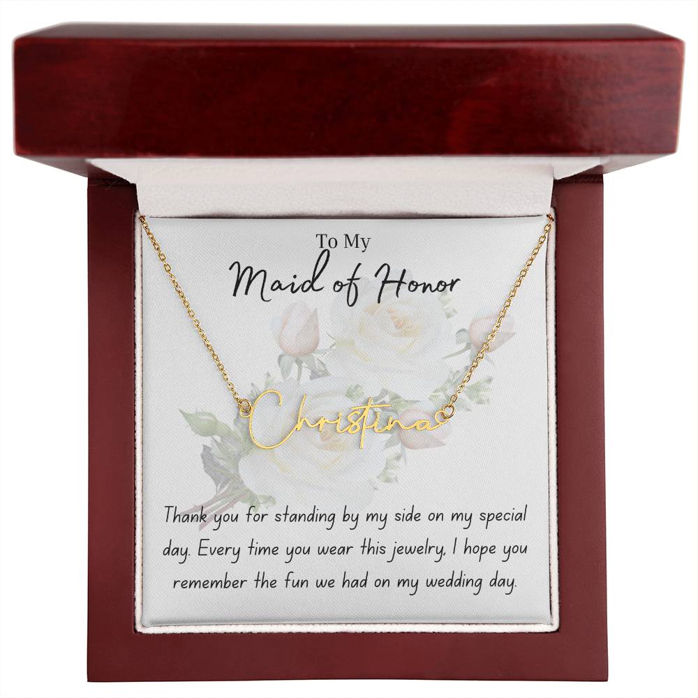 Maid of Honor | Wedding Jewelry | Signature Name Necklace | BUY 3, GET 1 FREE