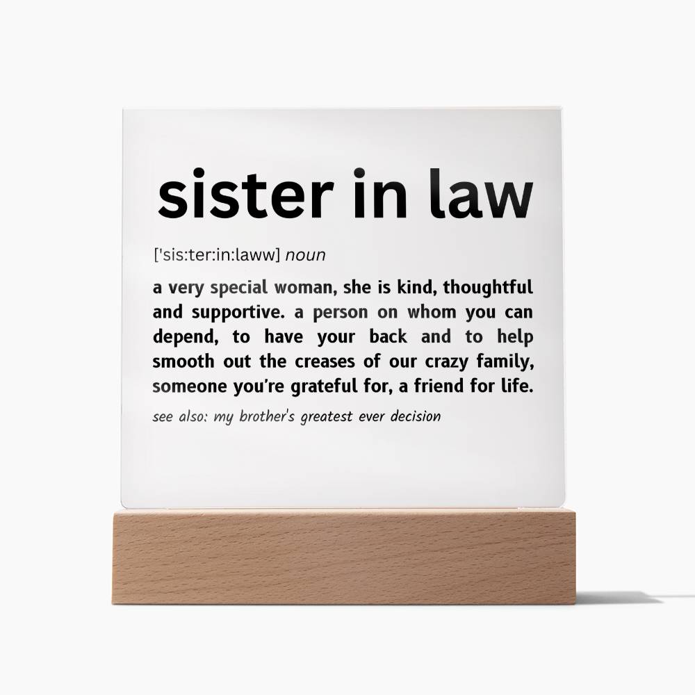 Sister In Law | Dictionary | Acrylic Plaque