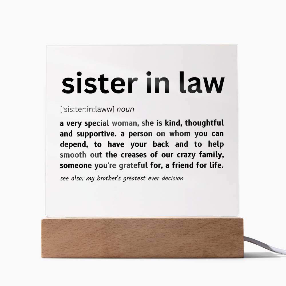 Sister In Law | Dictionary | Acrylic Plaque
