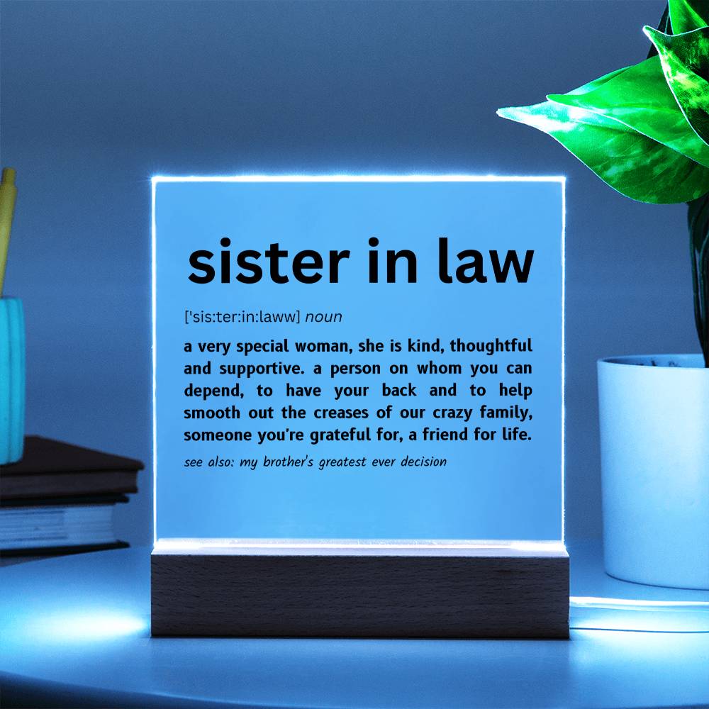 Sister In Law | Dictionary | Acrylic Plaque