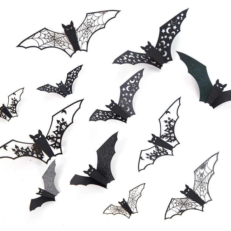 Mini 3D Bat Wall Stickers | PVC or Paper | Halloween Decoration