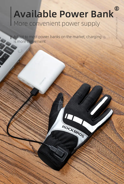 Heated Windproof Bicycle Gloves With Touch Screen Ability