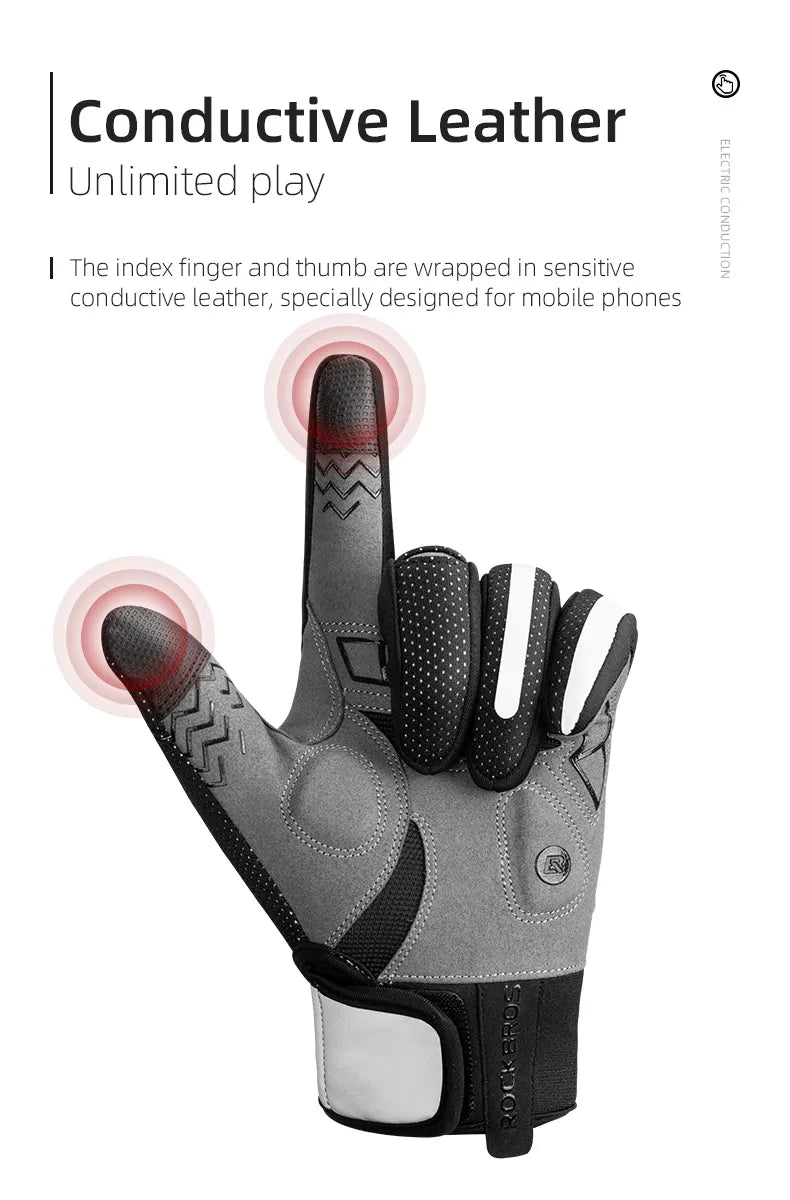 Heated Windproof Bicycle Gloves With Touch Screen Ability