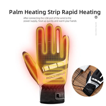 Heated Windproof Bicycle Gloves With Touch Screen Ability