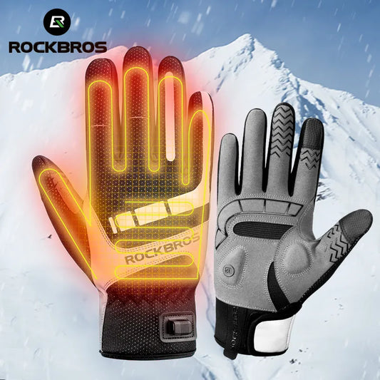 Heated Windproof Bicycle Gloves With Touch Screen Ability