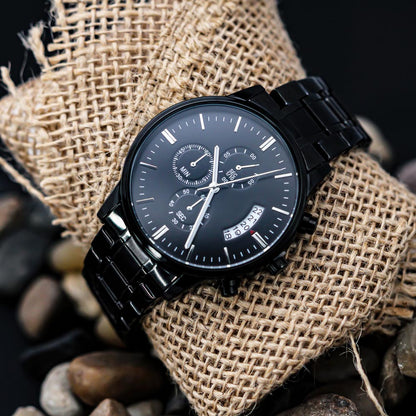 Customizable Black Chronograph Watch