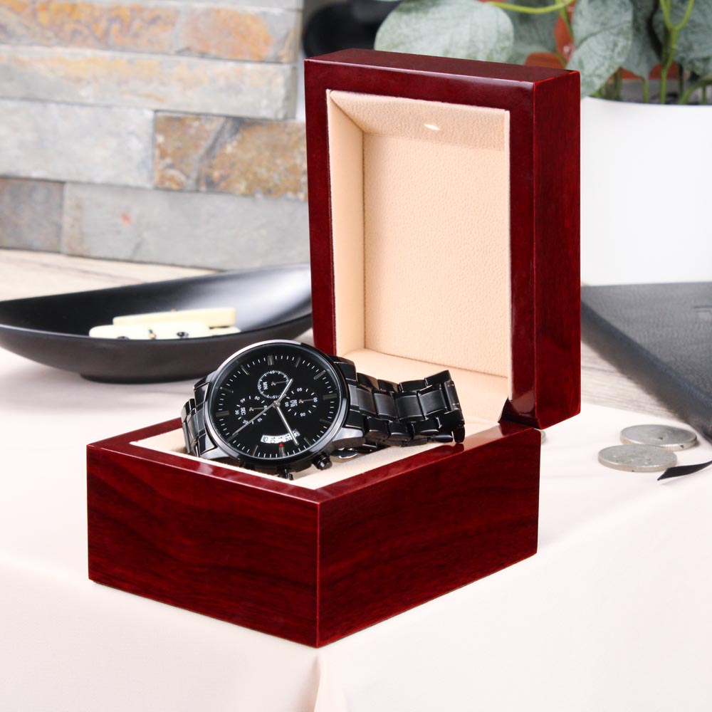 Customizable Black Chronograph Watch