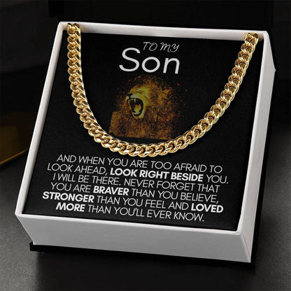 To My Son | Brave, Strong, Loved | Cuban Link Chain Necklace