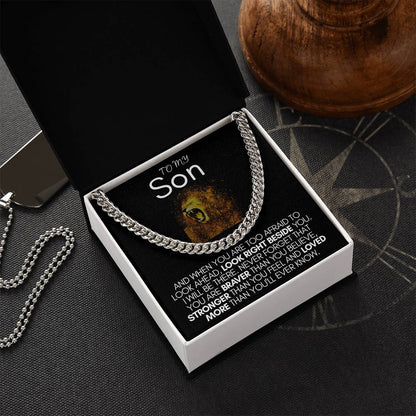 To My Son | Brave, Strong, Loved | Cuban Link Chain Necklace