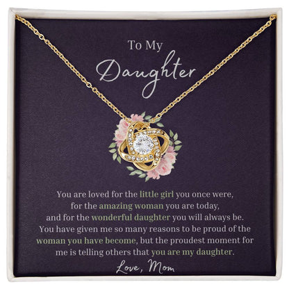 To My Daughter Necklace | From Mom | Love Knot Necklace