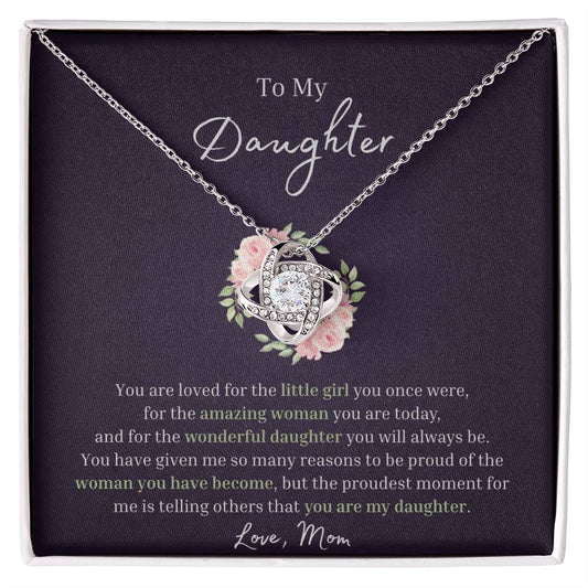 To My Daughter Necklace | From Mom | Love Knot Necklace