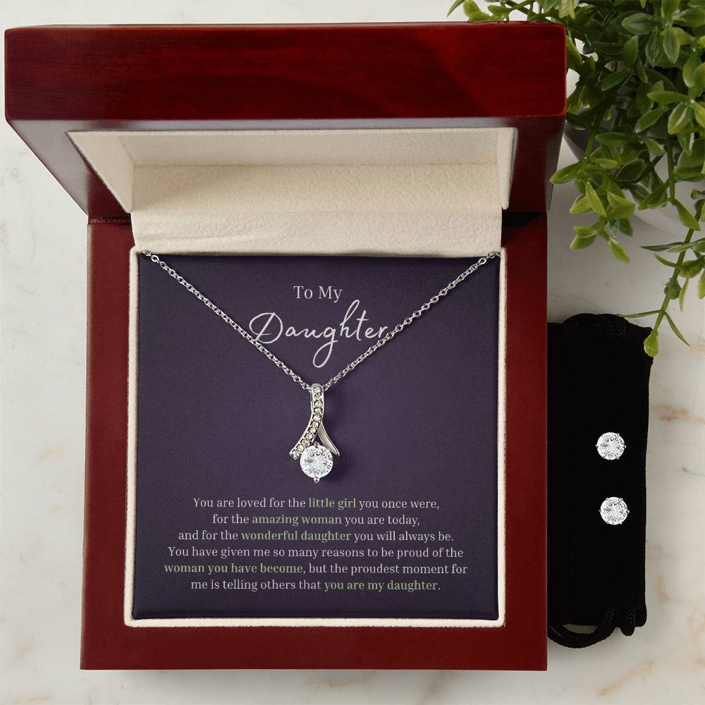 To My Daughter | Love you | Alluring Beauty Necklace and Earrings Set