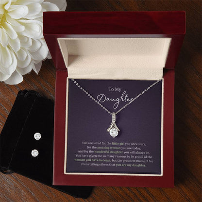 To My Daughter | Love you | Alluring Beauty Necklace and Earrings Set