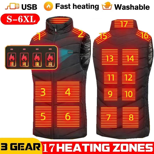 Infrared Electric Heating Vest With Up to 17 Heating Zones | Sizes Up to 6XL